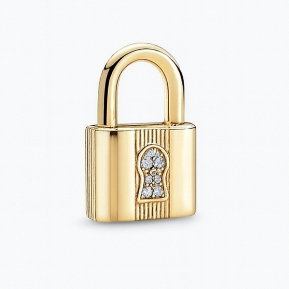 Pandora Padlock Charm – 14k Gold Plated